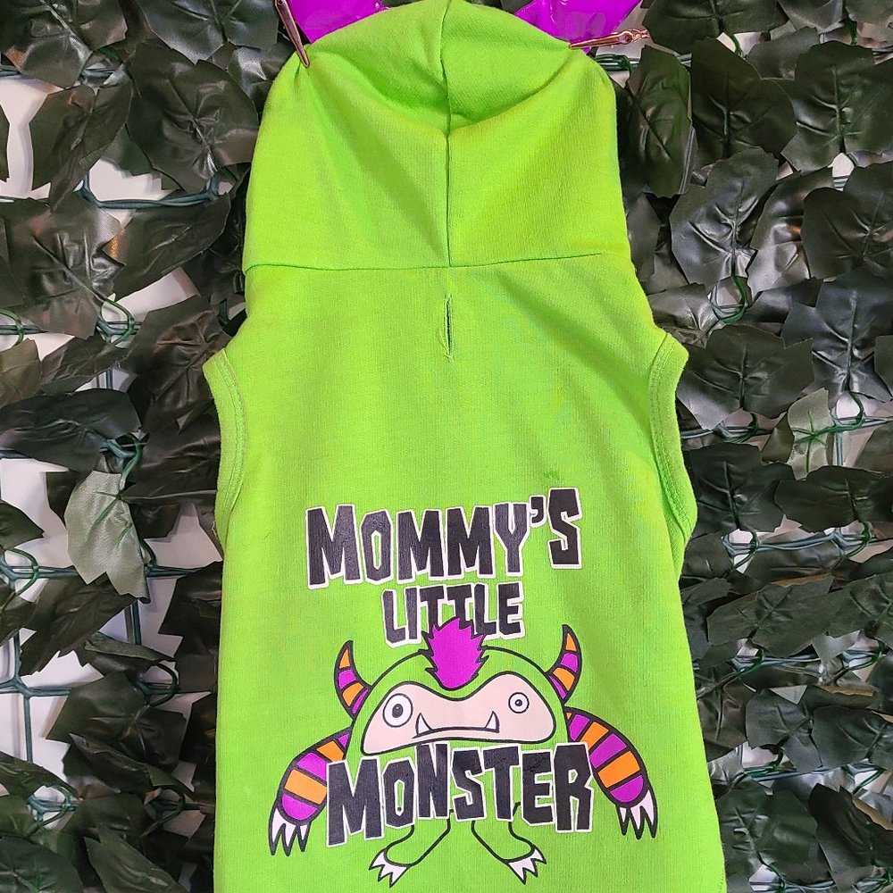 Green "Little Monster" Hooded Halloween Dog Shirt